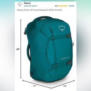 Osprey Teal Porter 46L Backpack Carry-On